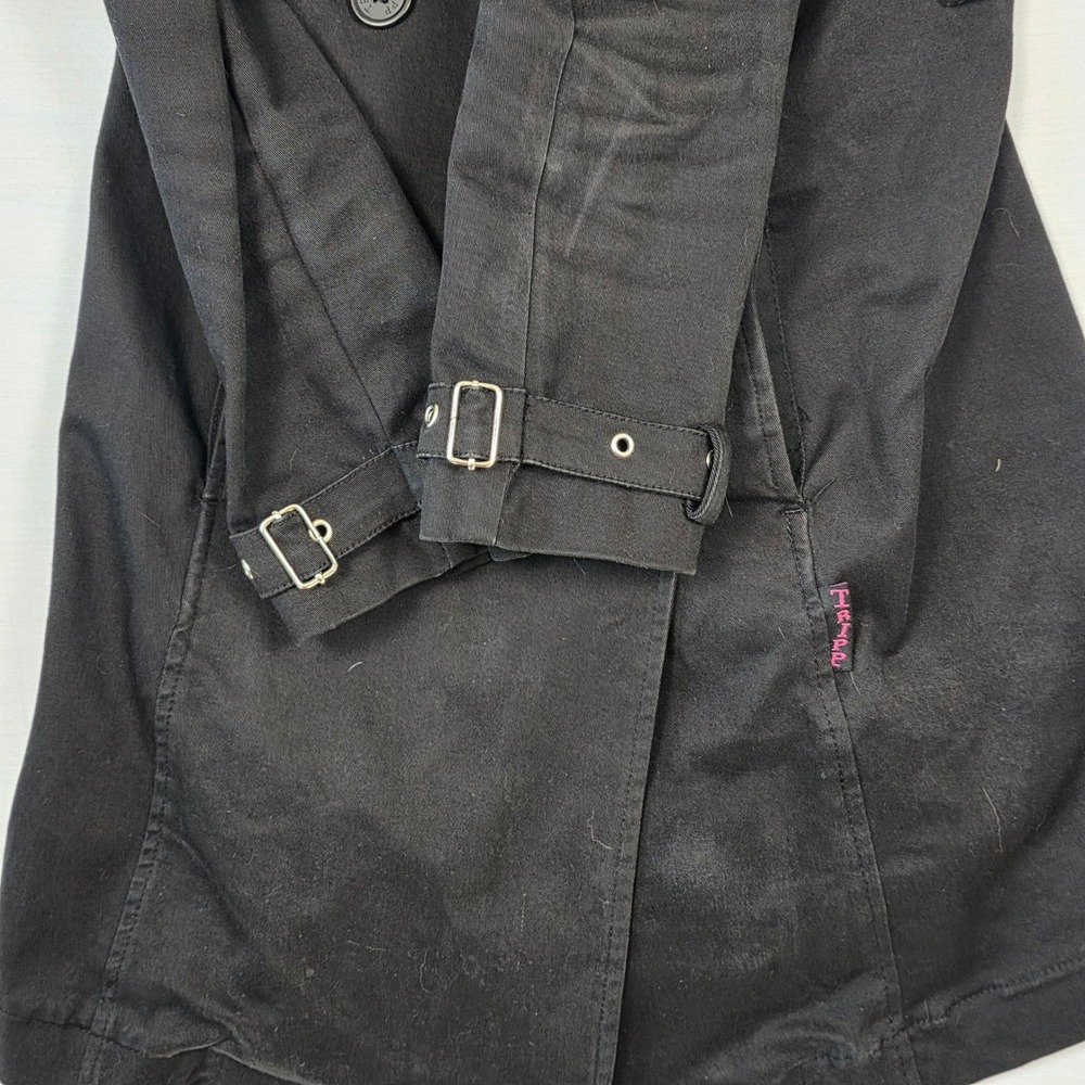 Tripp NYC Trench Coat Womens Small Black Corset Lace Up Goth Punk Vintage Pink - Picture 14 of 16